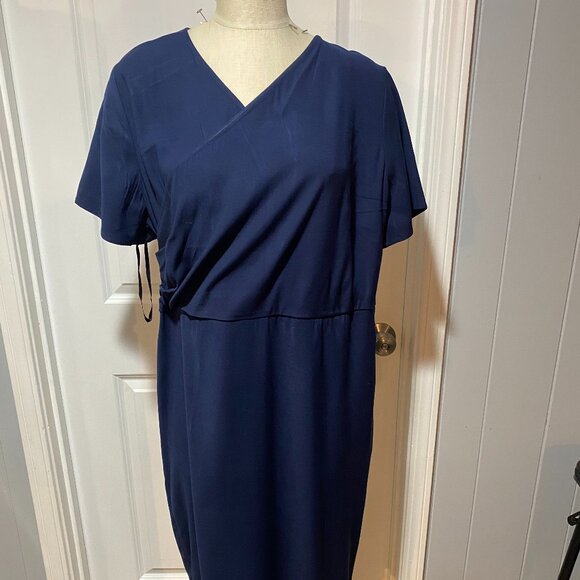 Universal Standard Deep Storm Mary Luxe Dress Blue Sz Small - Picture 5 of 11